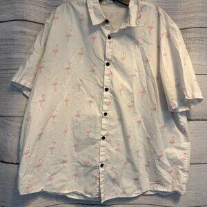 Vatpave Men's Flamingo Print Button-Up Shirt Size XXL